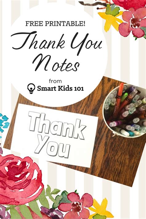 Get Your Free, Printable Thank You Notes Right Here - Smart Kids 101