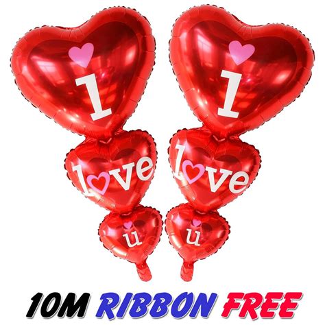 30 X Red Heart Balloons Valentines Balloons 32 in Foil Balloons Heart ...