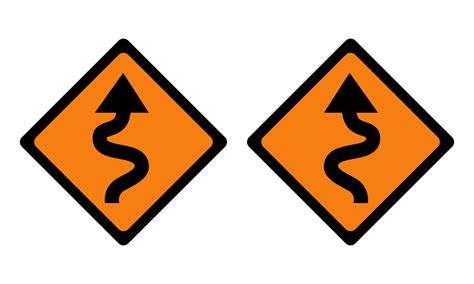 winding road warning sign 28205854 Vector Art at Vecteezy