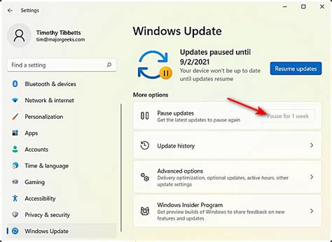 How to Pause and Resume Windows 11 Updates - MajorGeeks