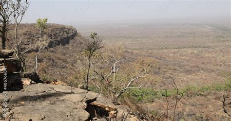 Gambaga Escarpment Volta river valley northern Ghana landscape. Northern region of Ghana. Volta ...