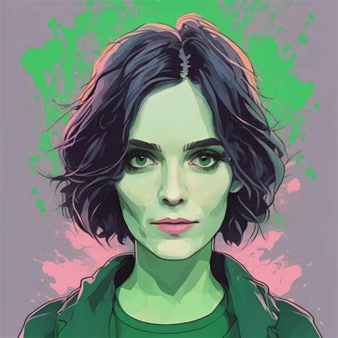 Premium AI Image | A Detailed Illustration Face Evil Winona Ryder Magic T Shirt Design Green ...