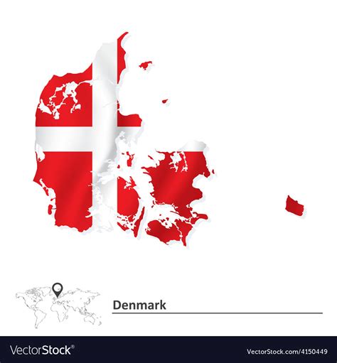 Map of denmark with flag Royalty Free Vector Image