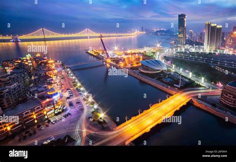 Dalian city night scene in China Stock Photo - Alamy