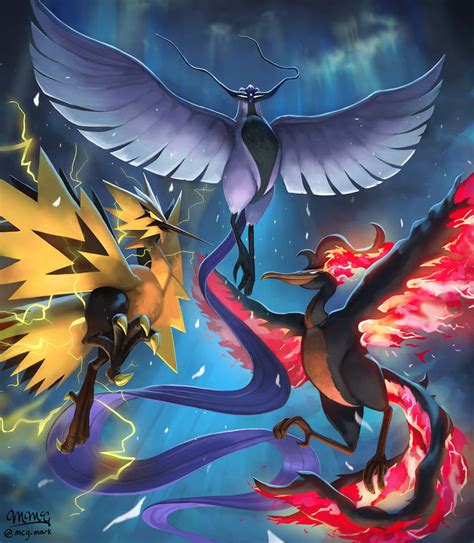 Articuno, Zapdos, Moltres by mcgmark on DeviantArt