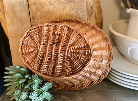 Antique Wicker Basket Farmhouse Decor Vintage Basket