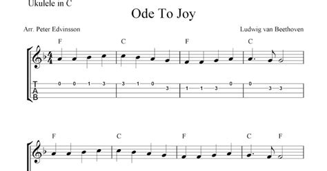 Free Sheet Music Scores: Ode To Joy, free ukulele tab sheet music | Ukulele tabs, Ode to joy ...