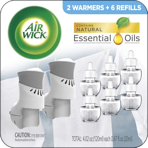 Buy Air Wick Plug in Scented Oil Starter Kit, 2 Warmers + 6 Refills, Fresh Linen, Same Familiar ...