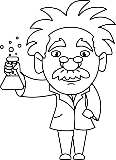 Science Black and White Outline Clipart - scientist_holding_beaker ...