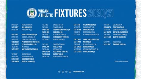 Wigan Athletic FC - Latics' 2020-21 fixtures in full, as the league campaign begins away at ...