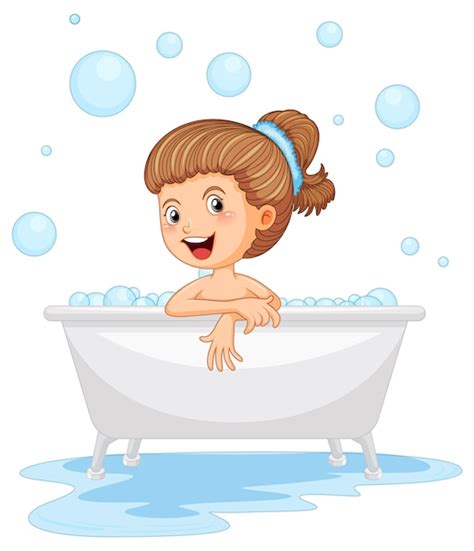 Free Vector | Happy girl taking a bath