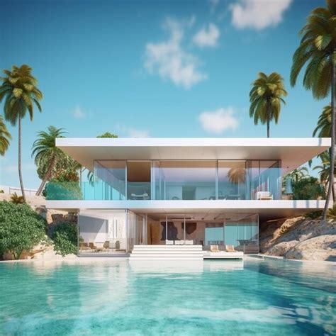 Premium AI Image | 3D Luxury house design with pool