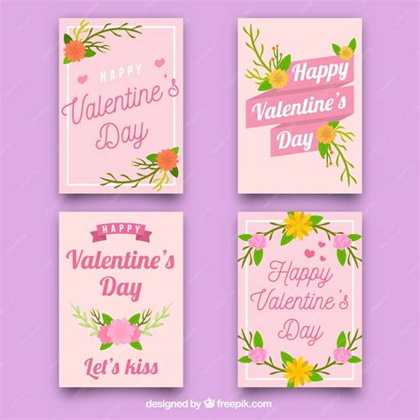 Free Vector | Floral valentine's day cards