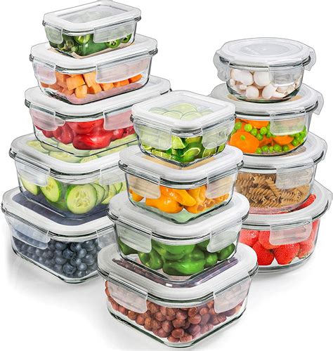 Prep Naturals Glass Storage Containers with Lids (13-Pack) - Glass Food Storage Containers ...