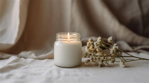 Premium AI Image | Generative AI burning candle on beige background Aesthetic composition with ...