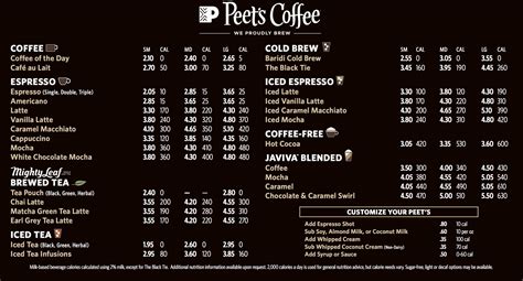 Peet's Coffee Menu Prices