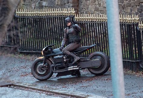 The Batman: Embarrassing moment Batman stunt double falls off his motorbike during filming in ...