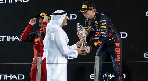 Max Verstappen claims winner's trophy at F1 Etihad Airways Abu Dhabi Grand Prix 2022