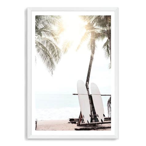 Hawaii Surfer Beach Wall Art Print, Coastal Wall Art Home Decor