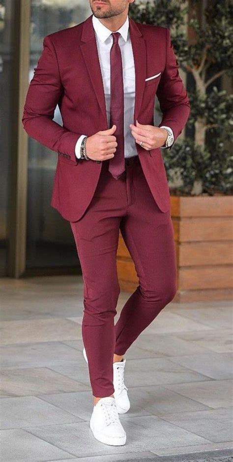 Mens Suit, formal Summer Suit Burgundy 2 Piece Suit Slim Fit Suits Beach wedding suits men Suits ...