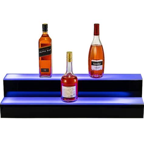 VEVOR 12-Bottle Lighted Liquor Bottle Display Shelf 30 in. LED Bar ...