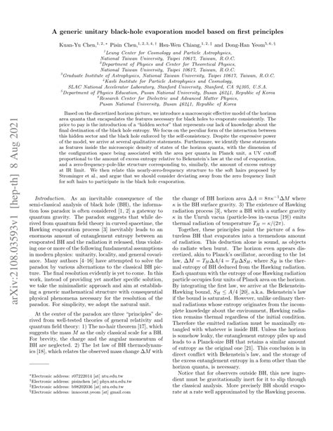 (PDF) A generic unitary black-hole evaporation model based on first ...