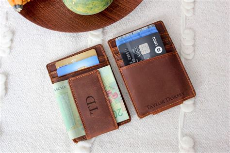 Money Clip wallet, Personalized Leather Money Clip Wallet. Boyfriend ...