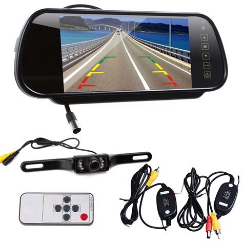 7" LCD Mirror Monitor+Wireless Car Reverse Rear View Backup Camera ...