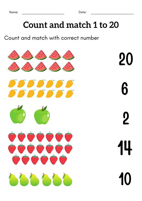 kindergarten count and match worksheets 1 - 20 - counting to 20 worksheets | Made By Teachers