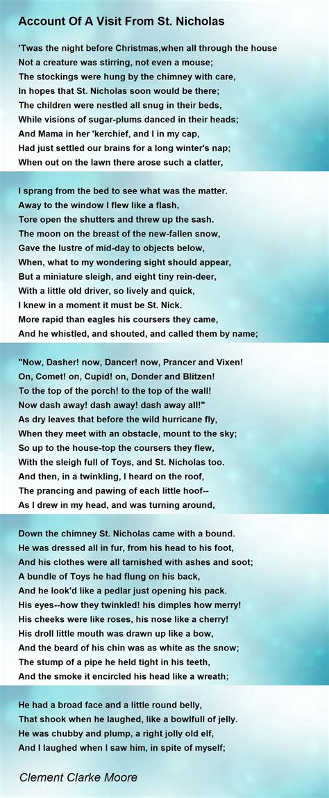 Account Of A Visit From St. Nicholas Poem by Clement Clarke Moore - Poem Hunter