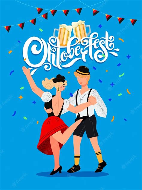 Premium Vector | Oktoberfest dance illustration background design