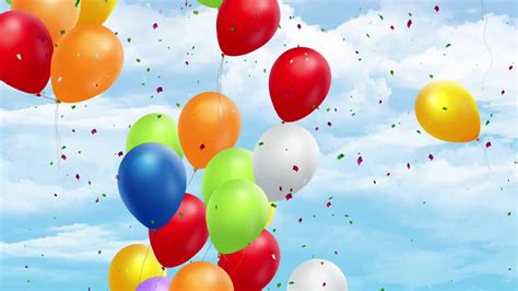 ?? Birthday Balloons Confetti Sky Animated Loop Video Background For ...