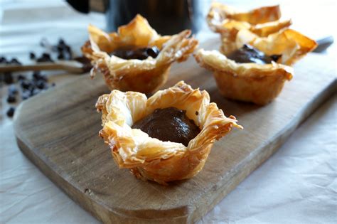 dark chocolate custard phyllo cups | The Baking Fairy