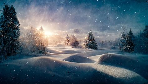 Premium Photo | Winter landscape Christmas trees in the snow Snowfall in nature winter nature ...