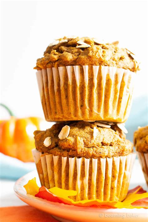 Healthy Pumpkin Oatmeal Muffins (Vegan, Gluten Free) - Beaming Baker