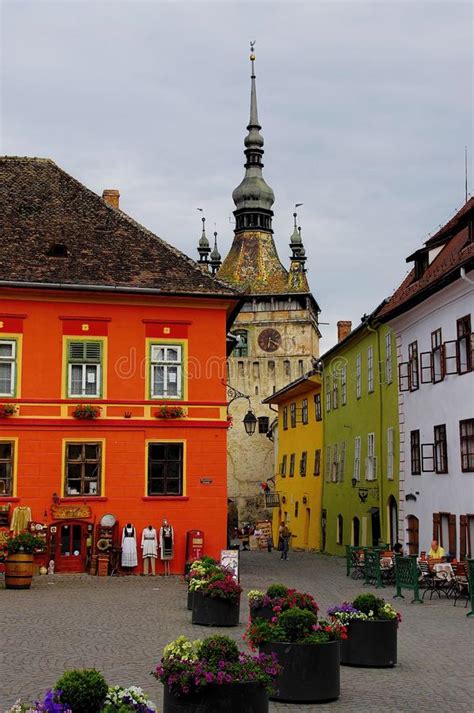 Famous Medieval Street Cafe Bar,Sighisoara,Transylvania,Romania,Europe ...