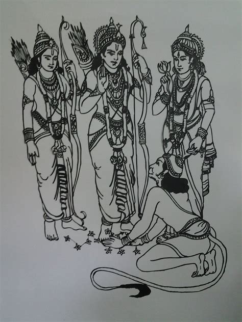 Lord Ram, Sita, Laxman, And Hanuman (Pawan putra) | Easy drawings, Mini drawings, Book art drawings