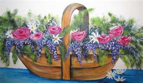 Basket of Flowers | Flower basket, Art, Painting