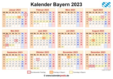 Kalender 2023 Bayern: Ferien, Feiertage, PDF-Vorlagen