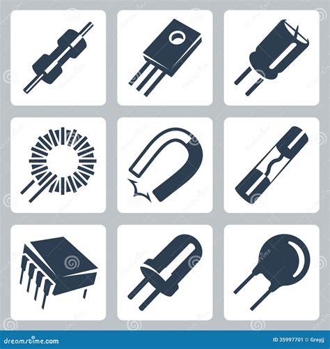 Vector Electronic Components Icons Set Stock Image - Image: 35997701