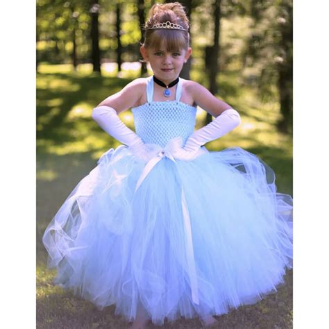 Princess Girl Cinderella Tutu Dress Sky Blue Girls Birthday Party Snow ...