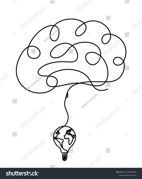 Man Silhouette Brain Globe Light Bulb Stock Vector (Royalty Free ...