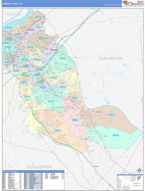 Camden County, NJ Wall Map Color Cast Style by MarketMAPS - MapSales