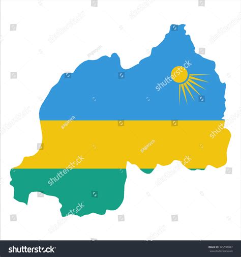 High Resolution Rwanda Map With Country Flag. Flag Of The Rwanda ...