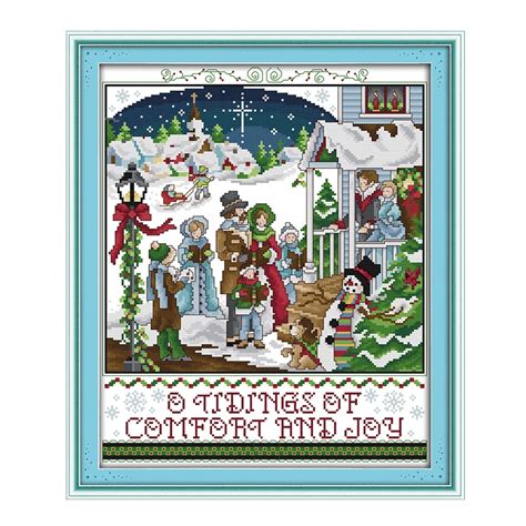 Joy Sunday cross stitch kits tidings comfort joy DMC14CT 11CT cotton fabric baby room children ...