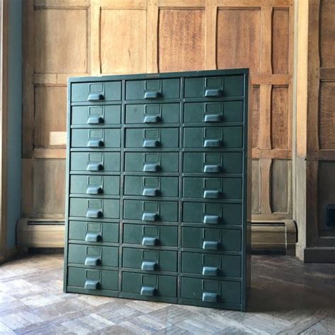 Industrial Storage Cabinet with 27 Drawers, Original Hobart Label