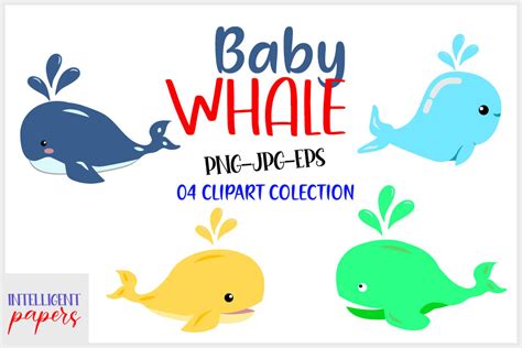 Baby Whale Clipart Set Graphic by Watercolor Clipart · Creative Fabrica