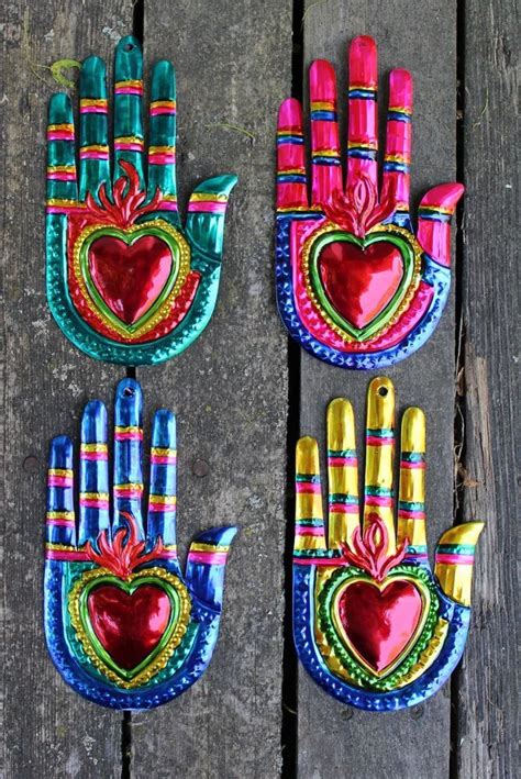 Mexican Tin Milagros - SOLD SEPERATELY - Hands & Flaming Hearts Oaxaca ...