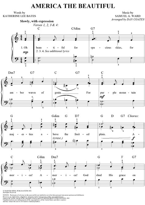 America The Beautiful Violin Sheet Music