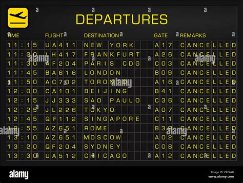 International Airport Timetable Departures All Flights Cancelled Stock ...